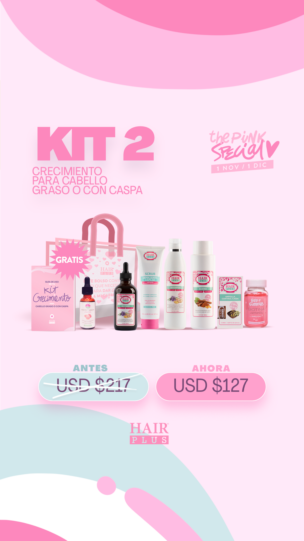 Kit 2 Crecimiento Cabello Graso o Caspa